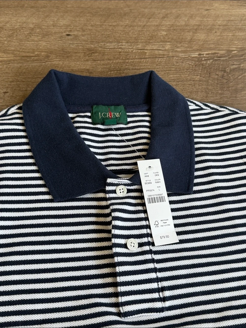 New Men's J Crew Striped Polo Shirt